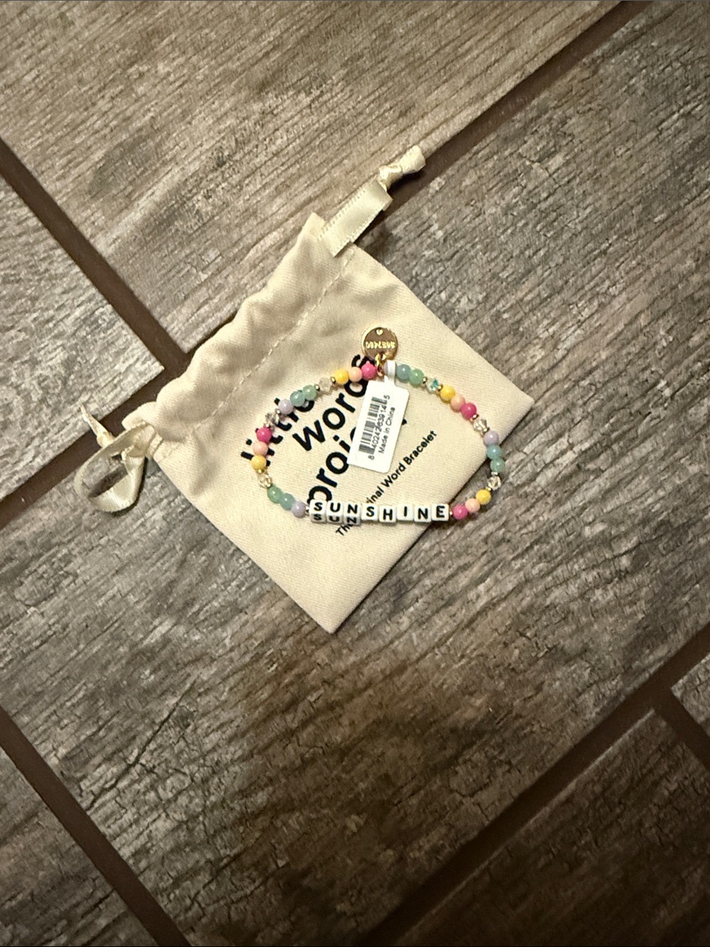 Sunshine Beaded Little word project Bracelet - Pastel Multicolor size S/M